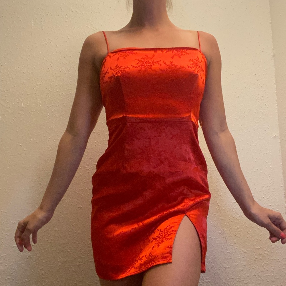 red mini dress
